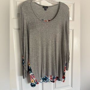Gray Floral Women's Top